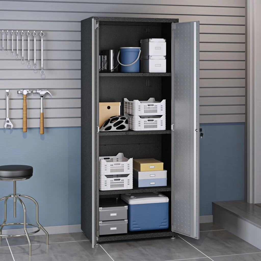Fortress Grey Metal 75.4-inch 4-shelf Garage Cabinet