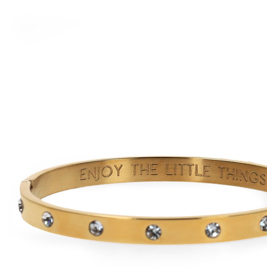 Manfield Gouden stalen armband met diamantjes
