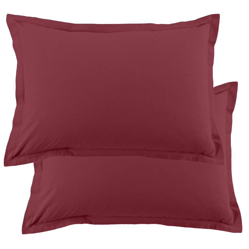 - Lot de 2 taies d'oreiller rectangles coton rouge cerise 50x70 cm