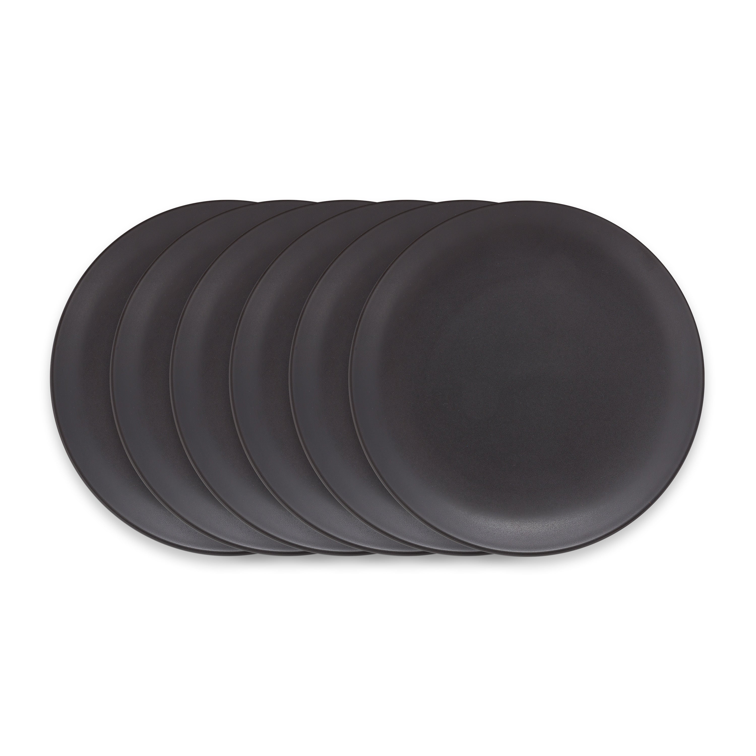 vtwonen Ontbijtborden - Serviesset - Mat Zwart - Bordenset van 6 - 20cm