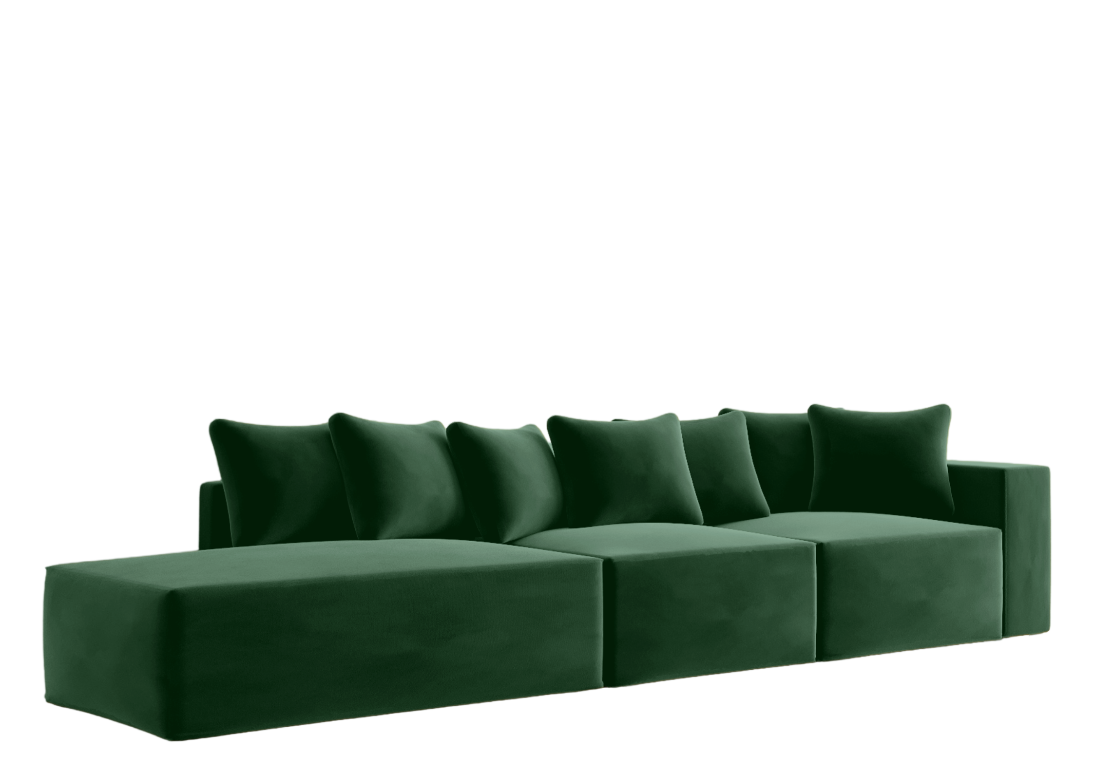 Sofa Modułowa Prawostronna SUGOI Zielona do Salonu Elegancka Nowoczesna