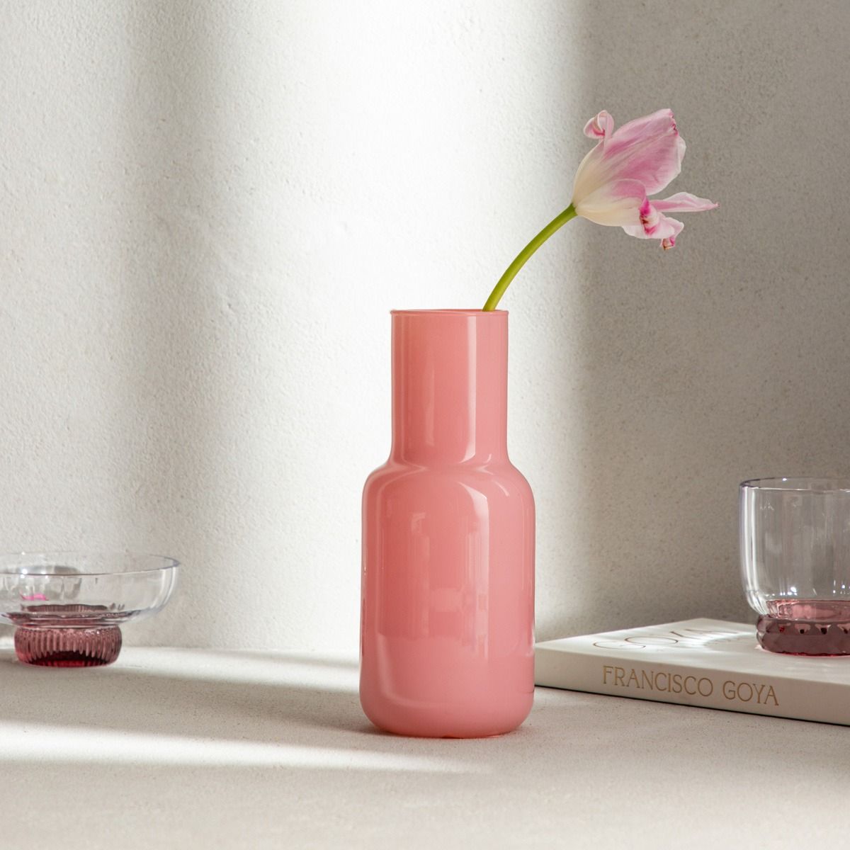 Wazon BELLY szklany różowy 9x21 cm