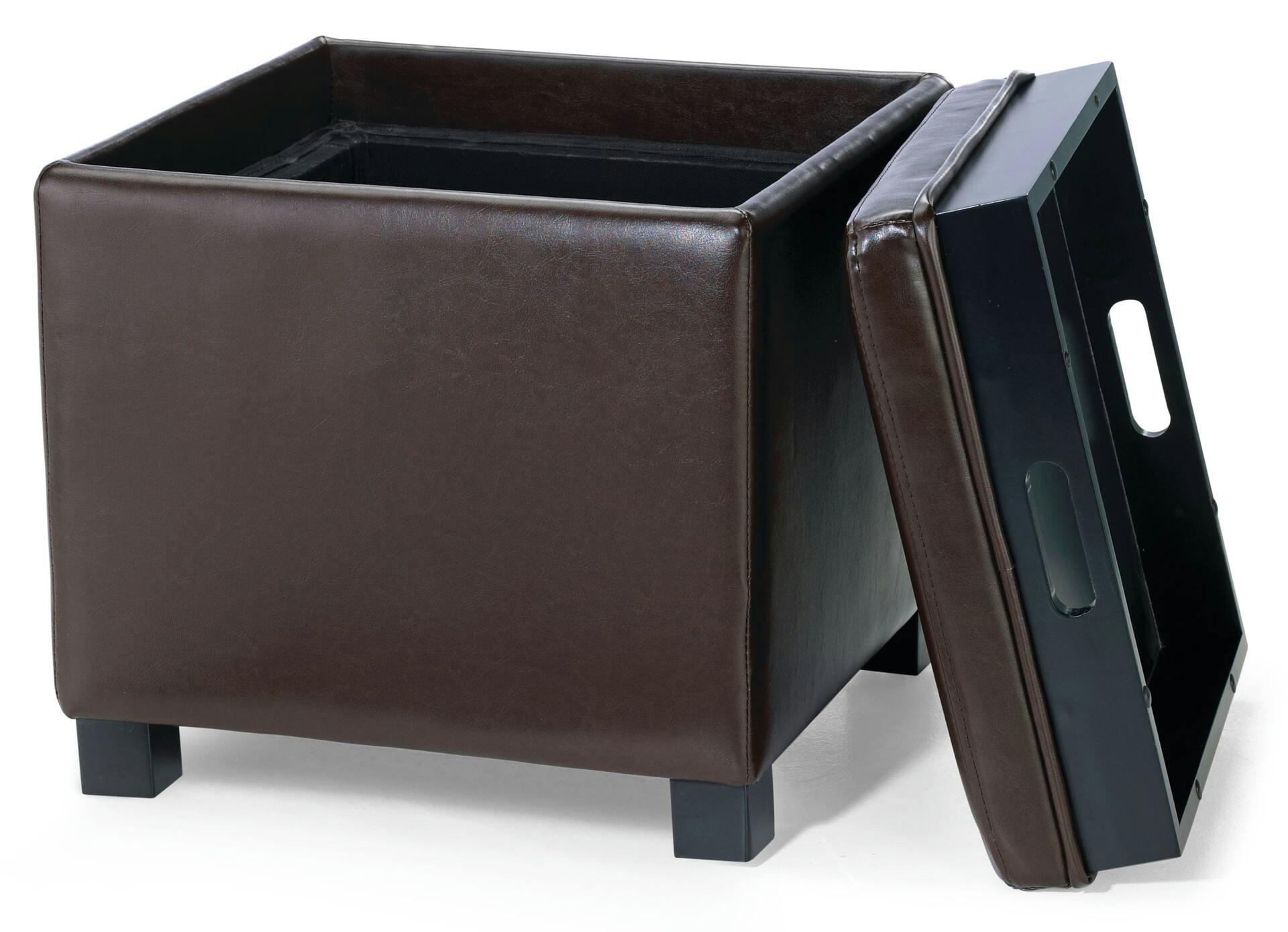 For Living Storage Cube Ottoman/Footrest/Seat With Built-In Tray Table, Espresso Brown