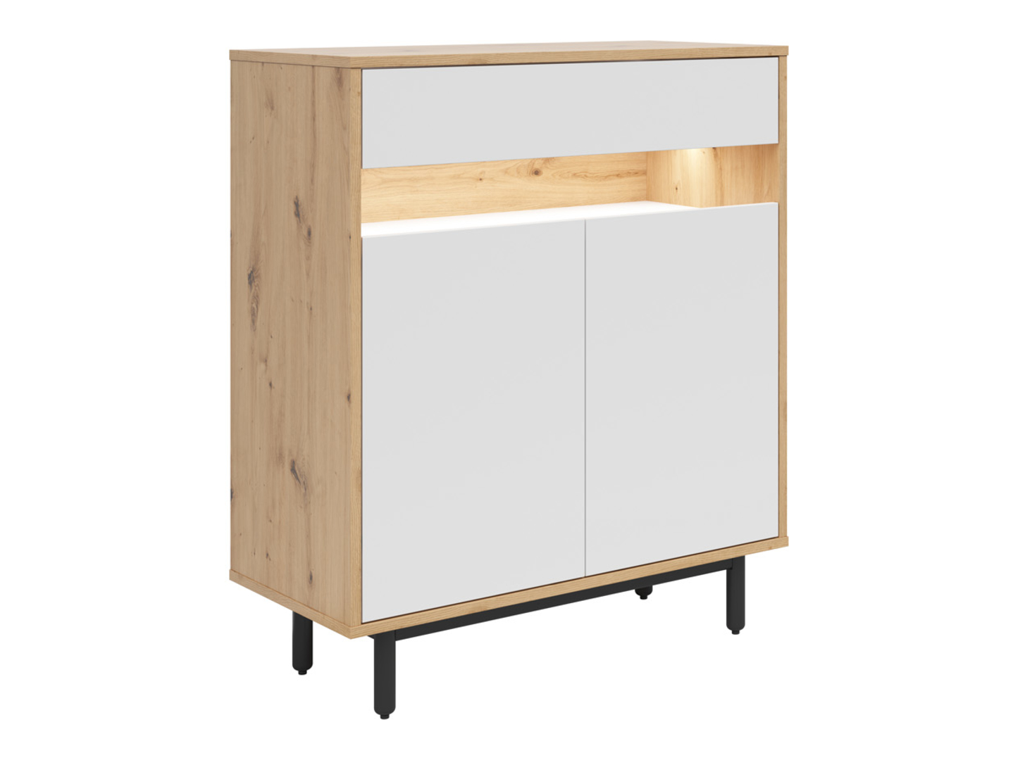 Komoda Gap 90 cm z 2 drzwiami i szufladą dąb artisan/biały