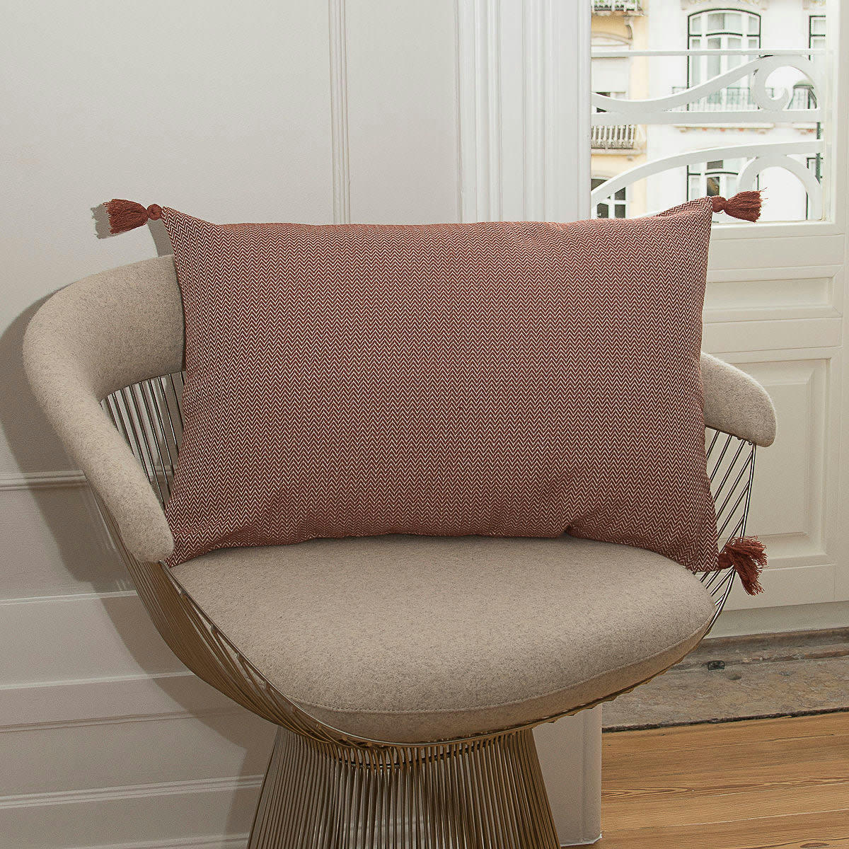 STOCKHOLM - Housse de coussin rectangle coton  60x40 tomette