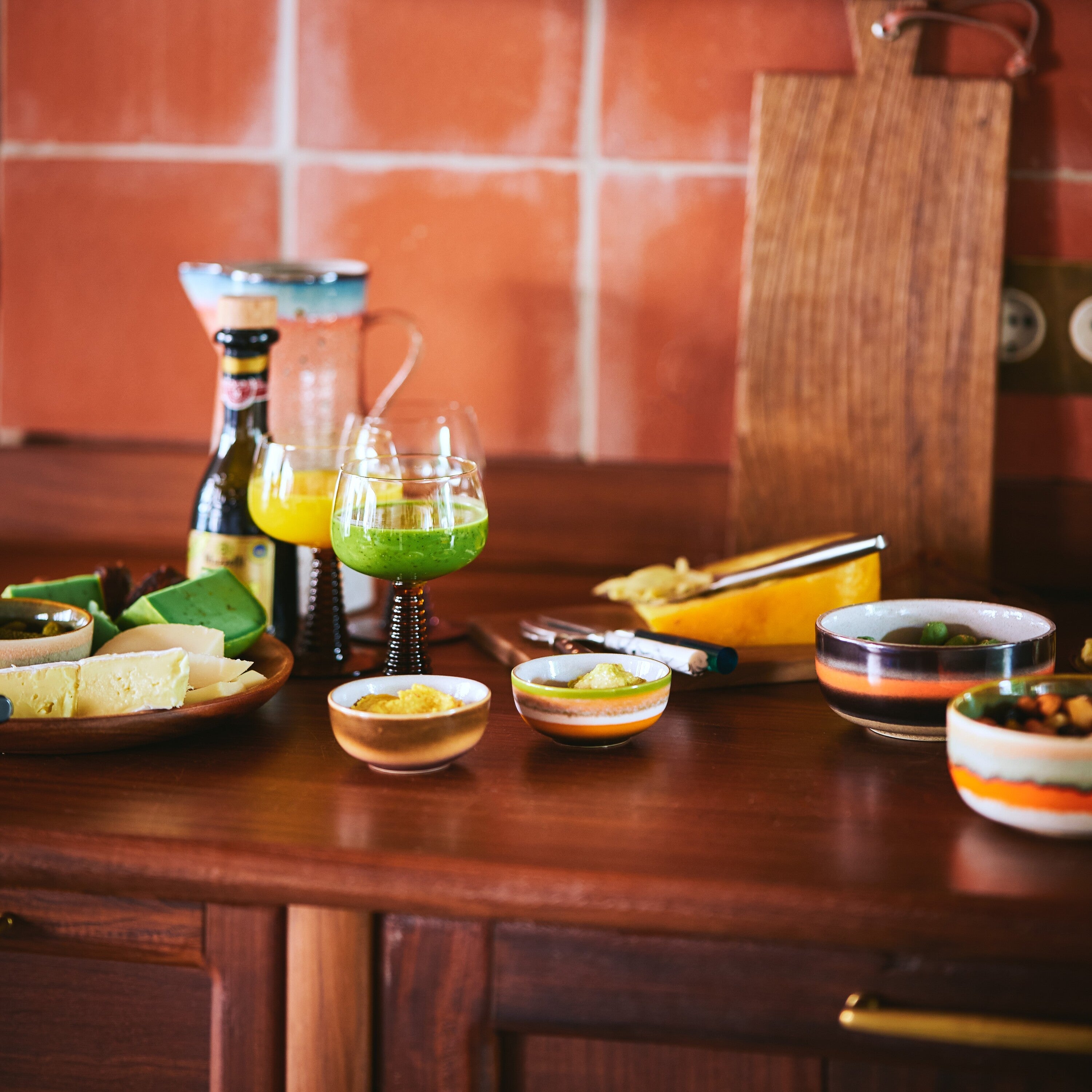 HKliving 70's Ceramics Dessert Kommen Ø 12,5 cm - Set van 4 - Humus