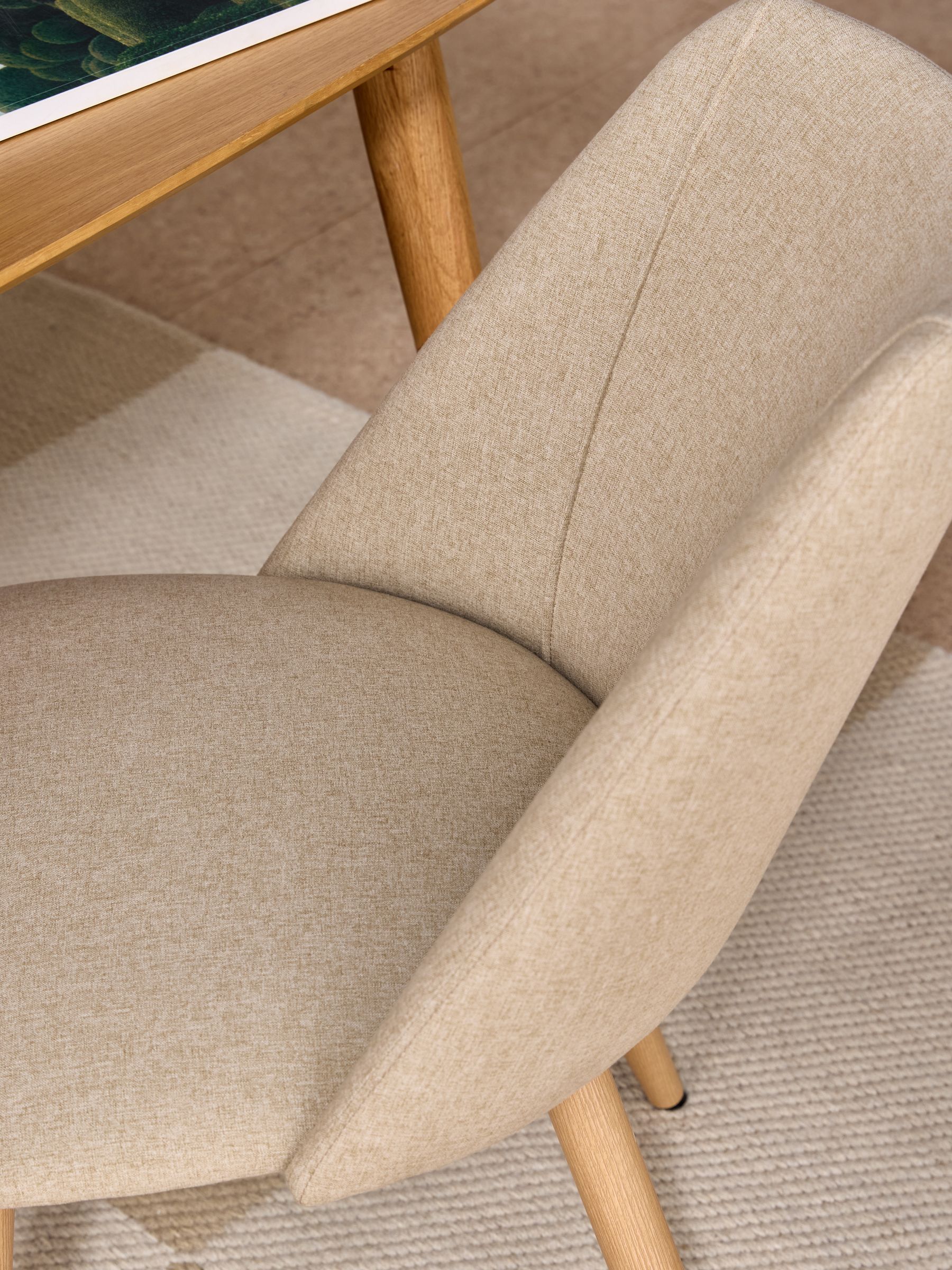 Set of 2 Lule Non Arm Dining Chairs in Ecru Marl and Oak Effect Legs