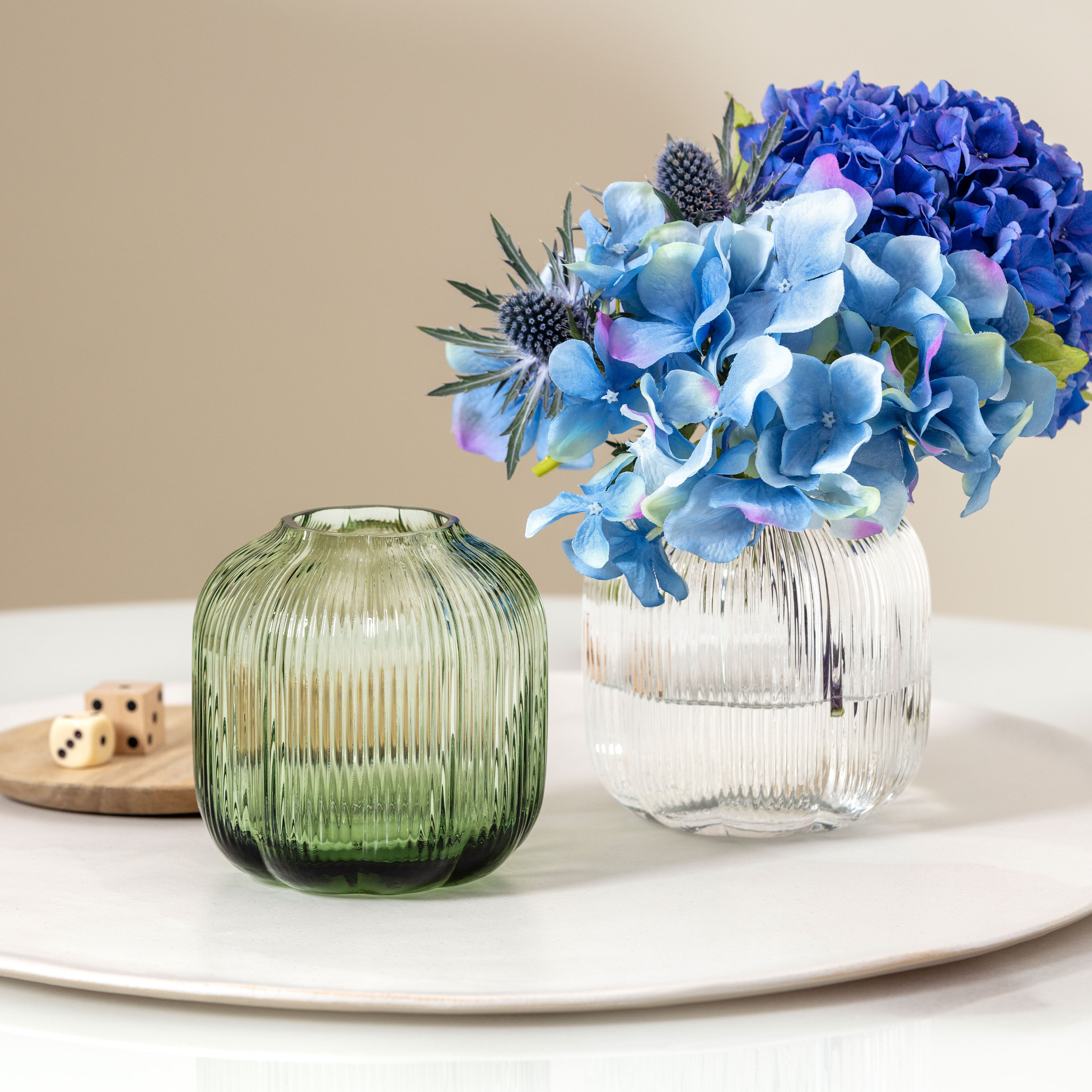 Fleur Vase - Green, 4.4'' x 4.4'', glass