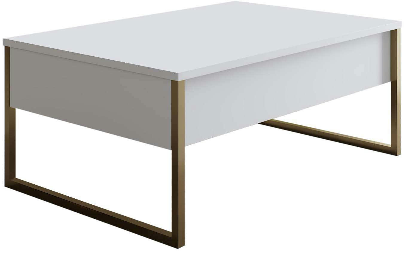 SIBYLLE - Table basse en aggloméré blanc et métal doré luxe