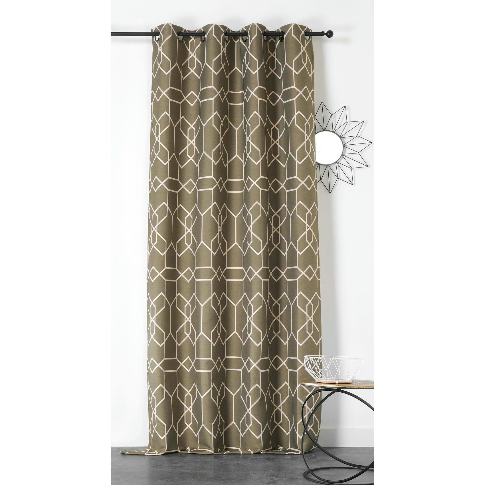 - Rideau d'ameublement ariane polyester/jacquard vert olive 140x260 cm