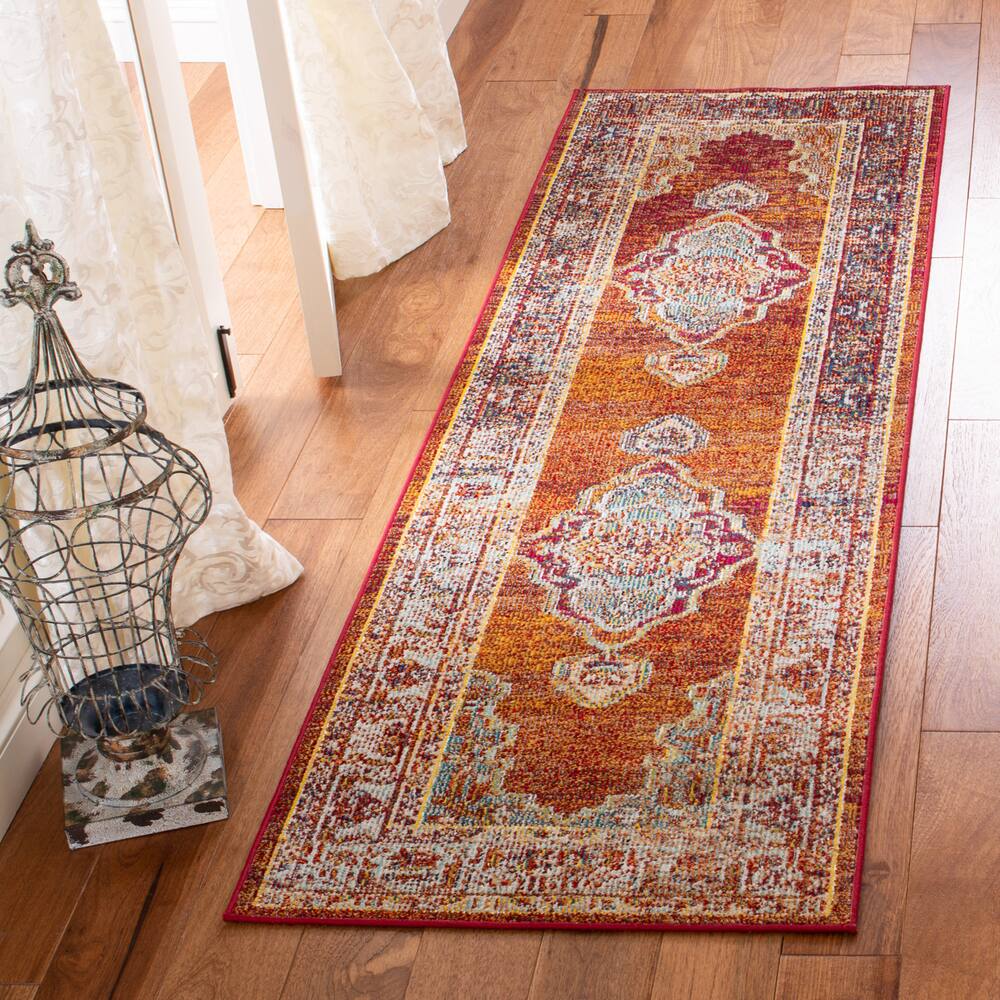 Safavieh Crystal 500 Rug, Orange/Light Blue