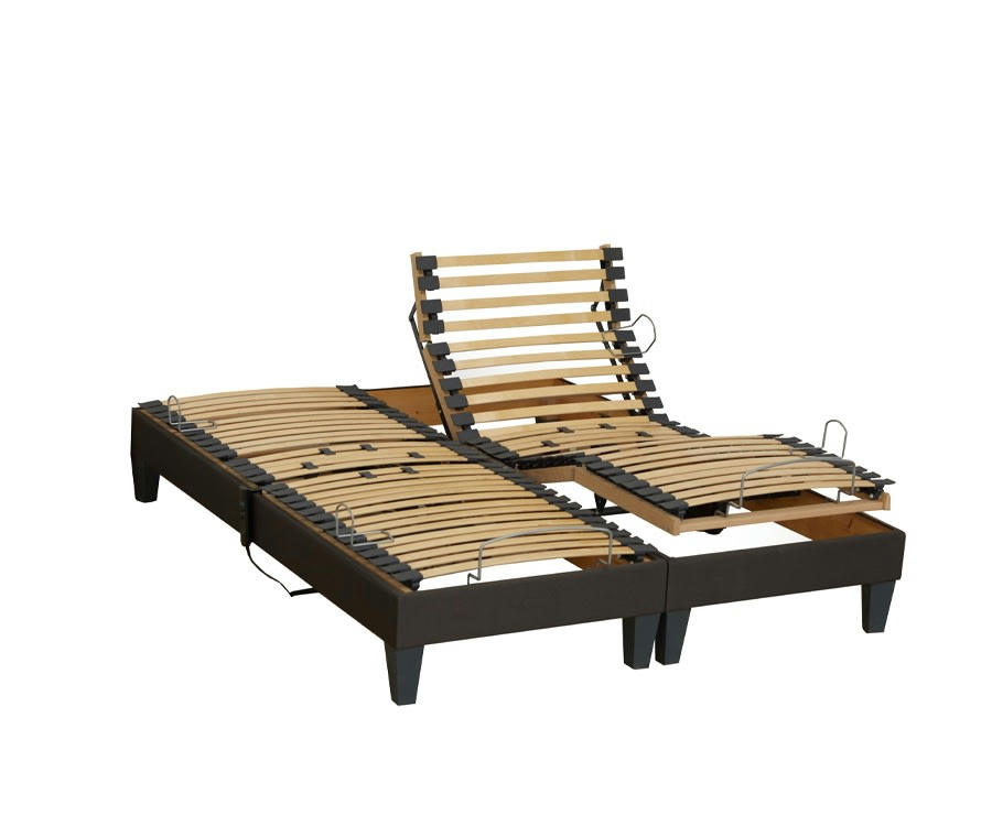 RELAX SOM LATTE GRIS - Lot 2 Sommiers relaxation electrique Anthracite 2x80x200