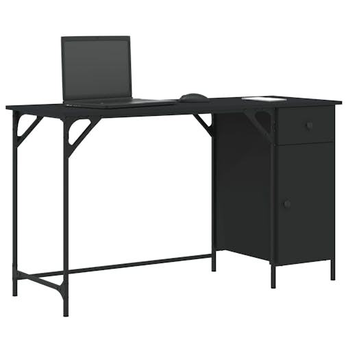 NNEVL Computer Desk Black 131x48x75 cm Engineered Wood