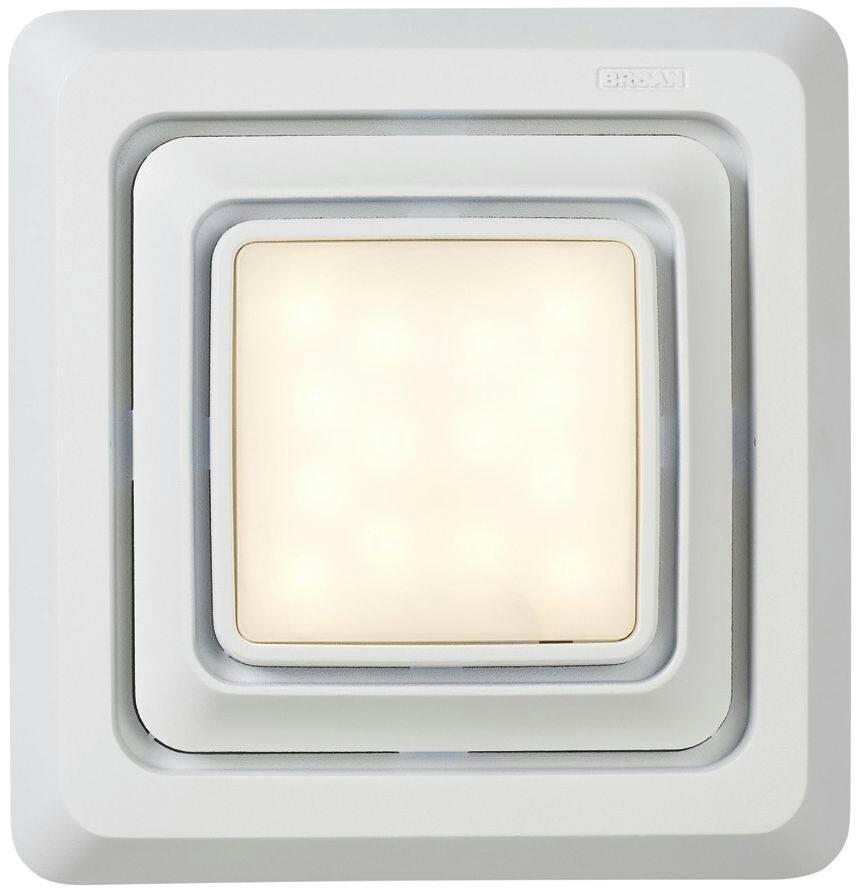 Broan FG600C Quick Installation Bathroom Exhaust Fan Grille Upgrade with LED Light, White, 10 1/4 x 9-3/4-in
