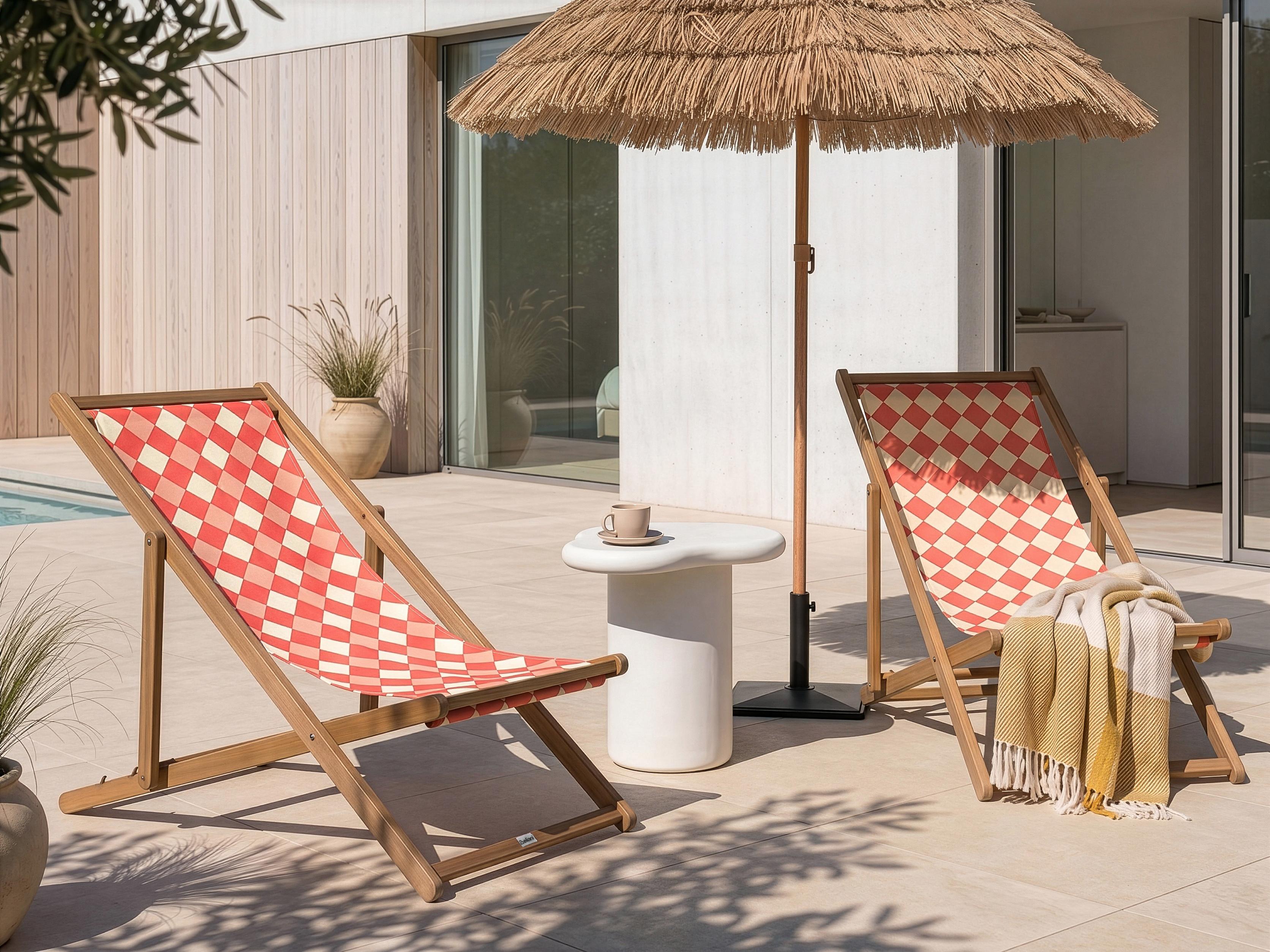 Set of 2 Sun Lounger Replacement Fabrics ANZIO/AVELLINO 113 x 44 cm Red
