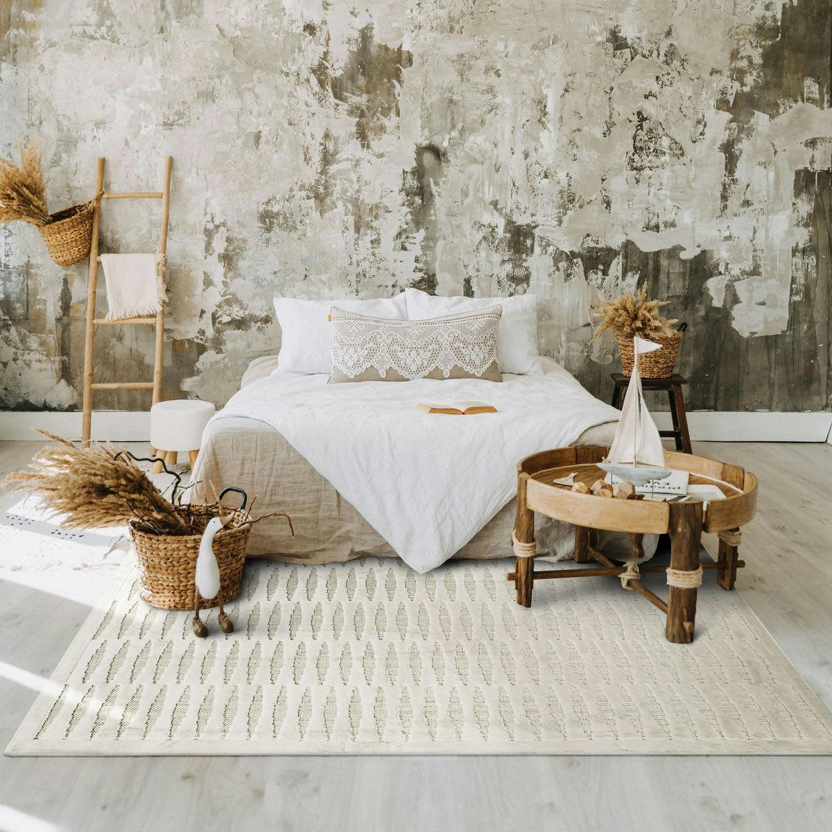 EMPRISE - Tapis avec relief motif horizontal naturel 120x170