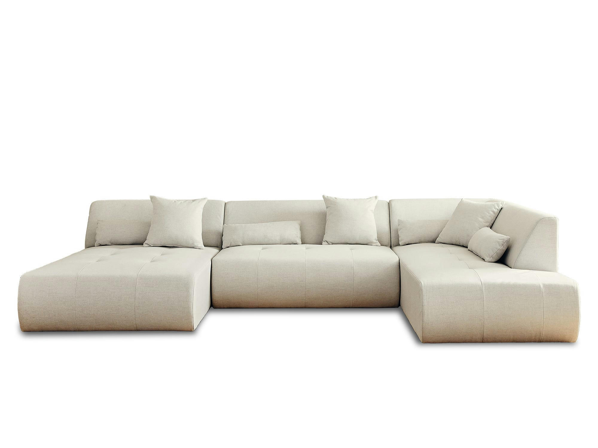 ONYX - Canapé modulable 7 places angle droit en tissu beige