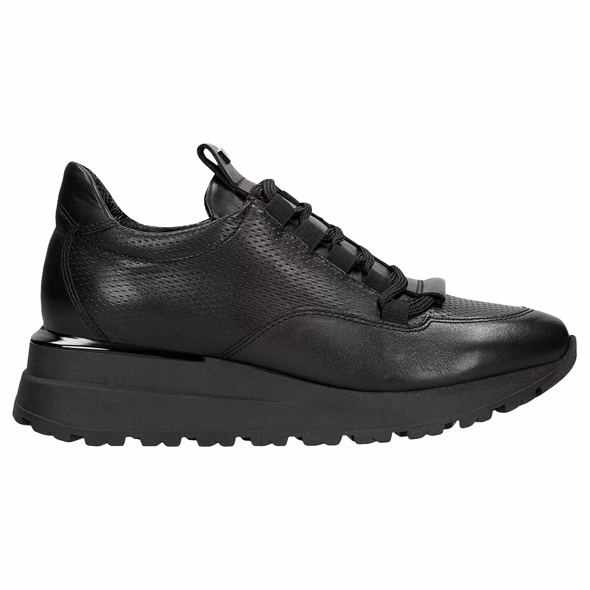 Czarne sneakersy damskie na wysokiej podeszwie