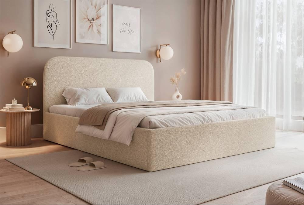 Bedframe Fia 140x200 bouclé met opbergruimte
