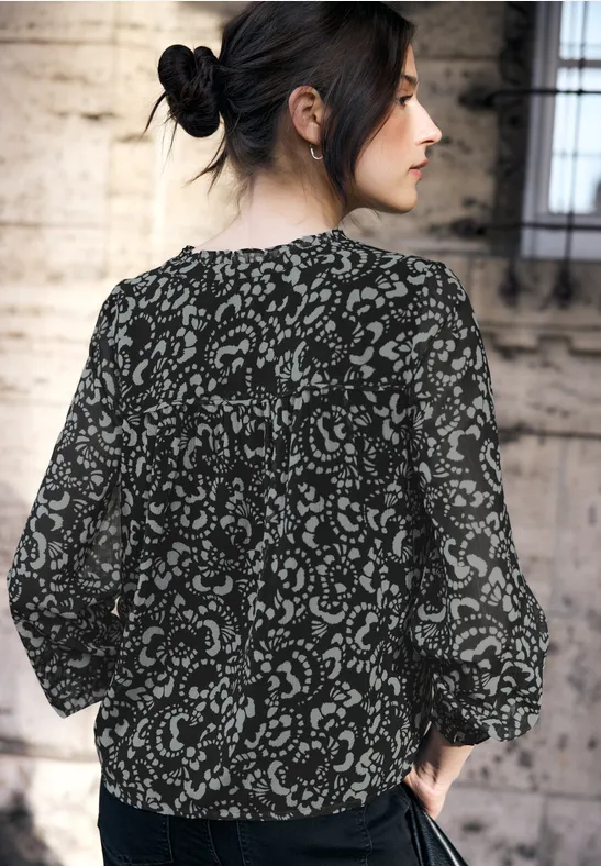 Gemusterte Chiffon Bluse