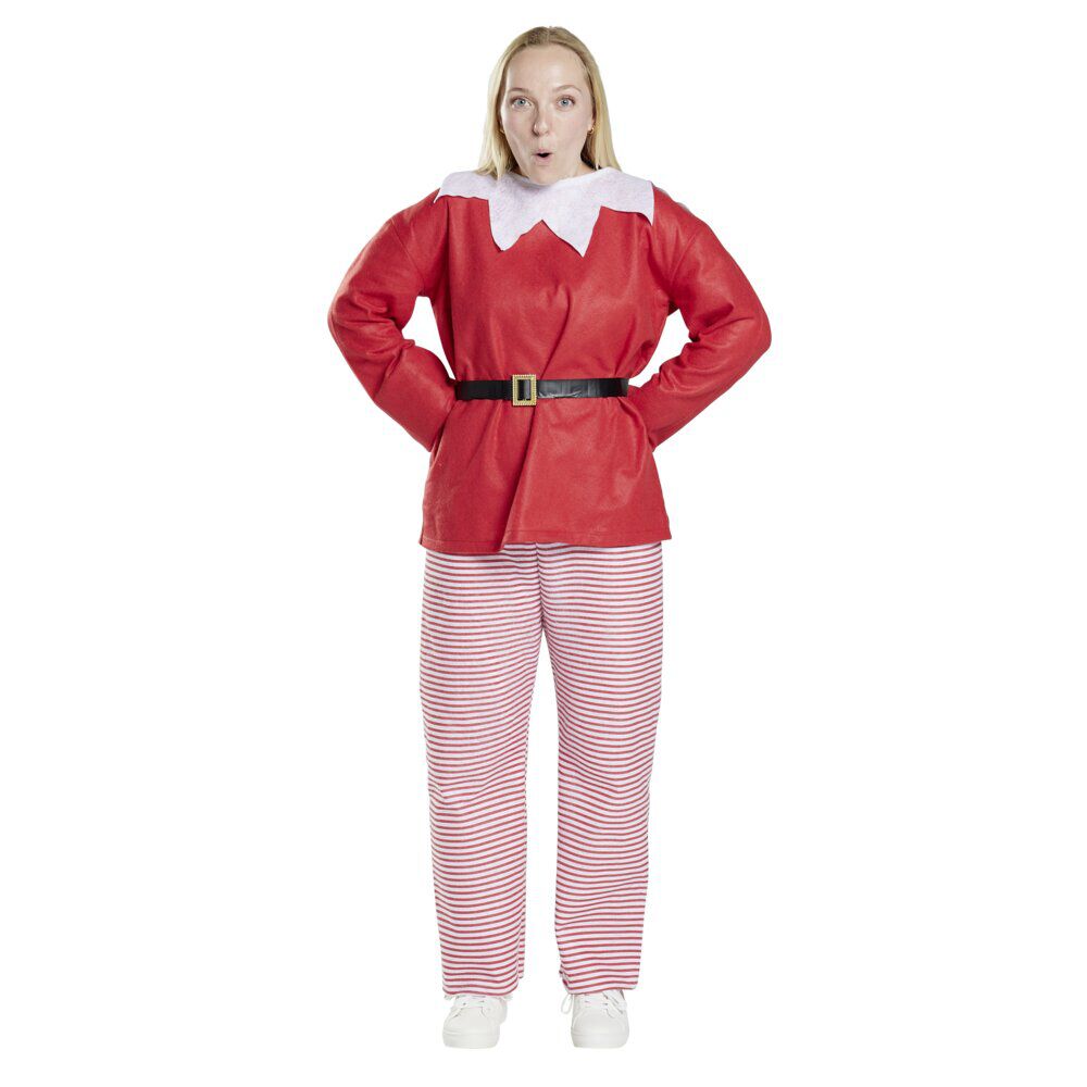 Déguisement No&euml;l adulte lutin rouge et blanc S/M ou L/XL