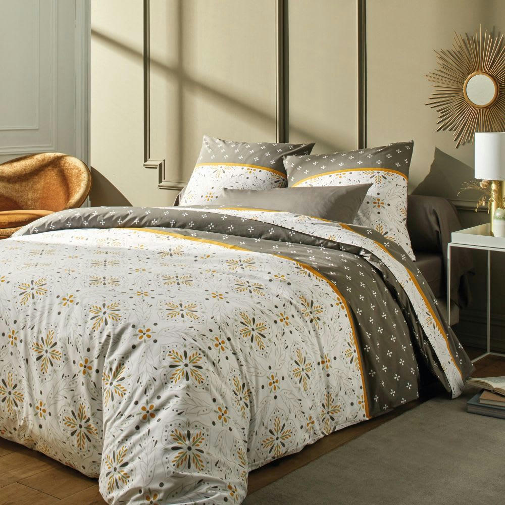 - Parure de lit 2 places percale de coton à motifs 240x260 cm