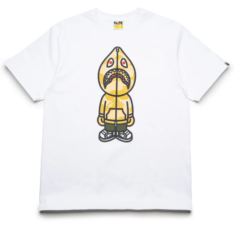 A Bathing Ape Camo Classic Milo Shark Tee - White/Yellow