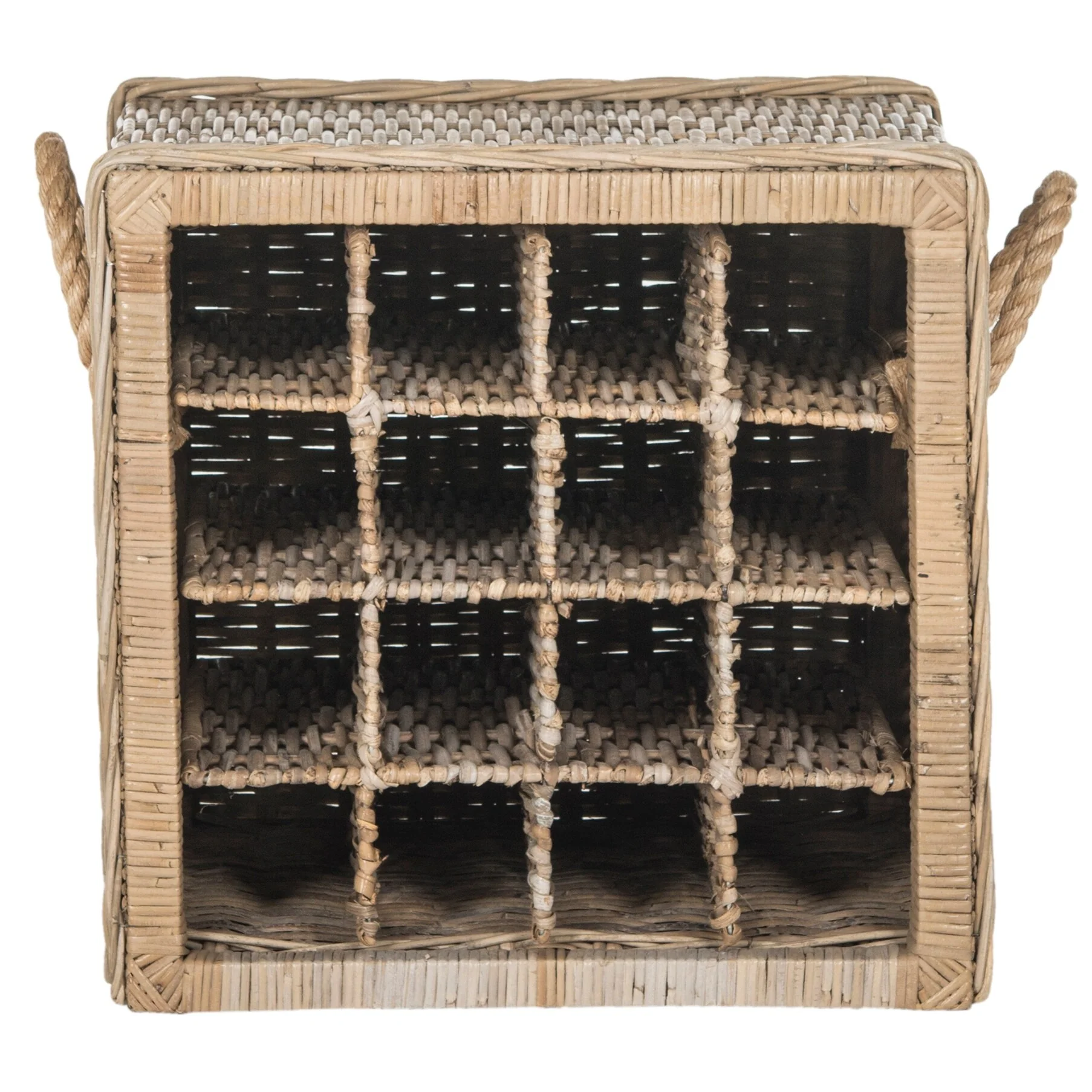 SAFAVIEH Kikuko Natural 16-Bottle Wicker Storage Wine Rack - 20Wx14Dx20H