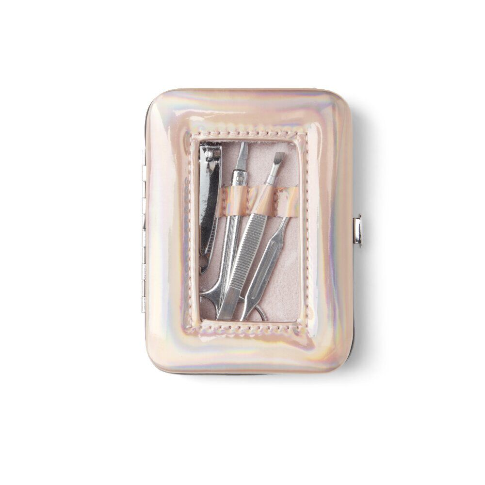 Set manucure 5 pièces avec trousse iridescente - 4 modèles