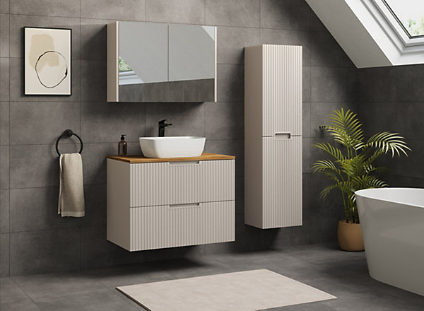 Meuble de salle de bain suspendu sous vasque VENA cachemire 80 cm