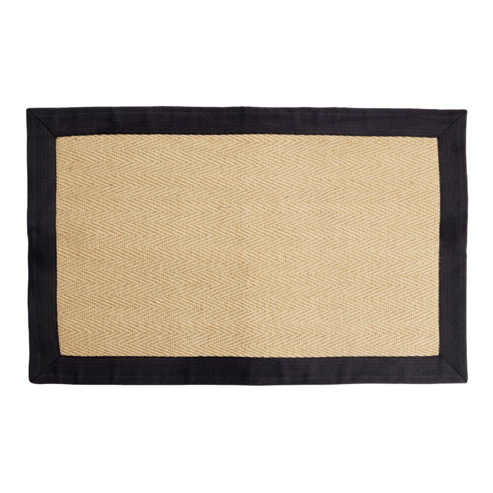 Tapis rectangulaire jute et bord uni 50x80cm (2 modèles noir ou marron)