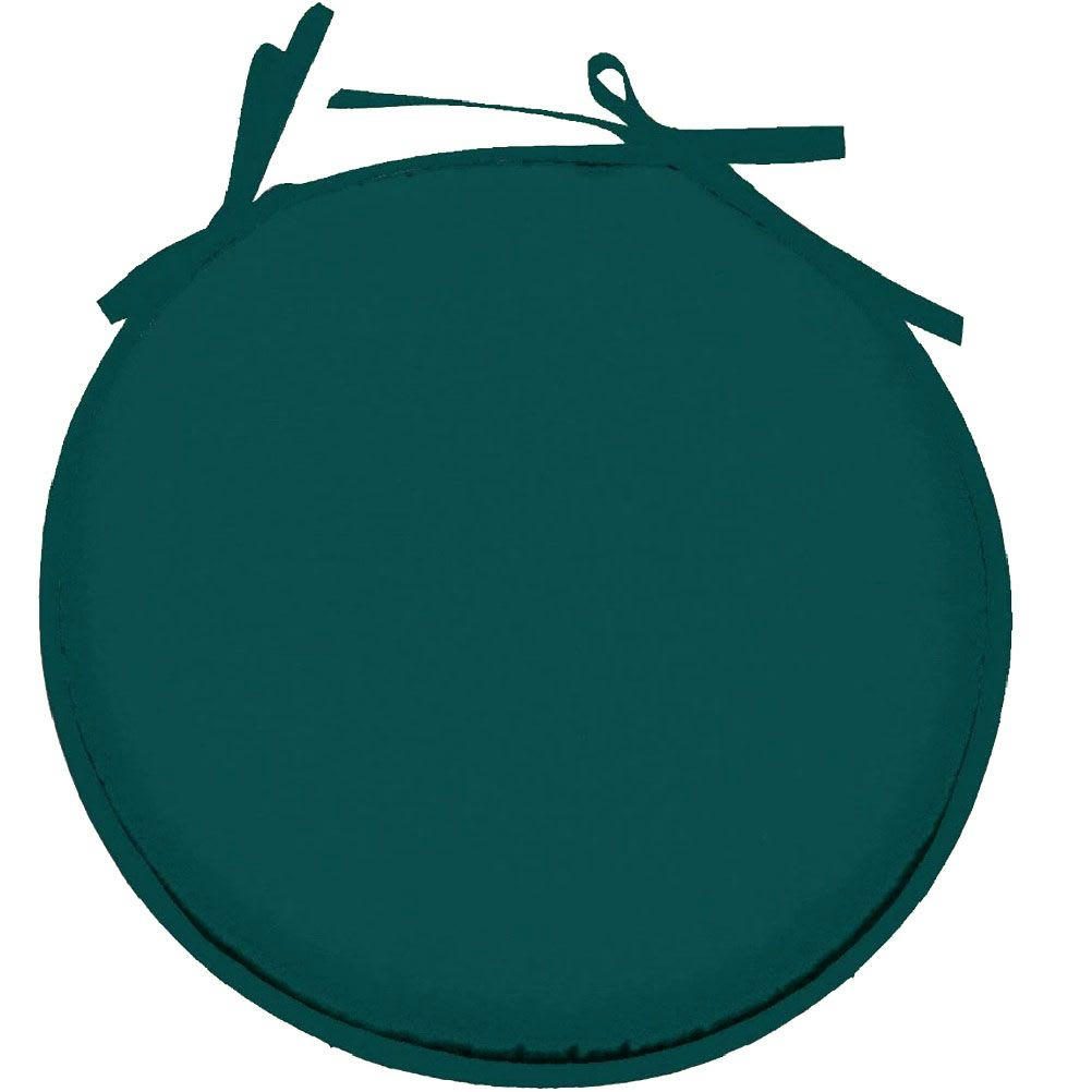 UNI - Galette de chaise polyester bleu canard D40cm