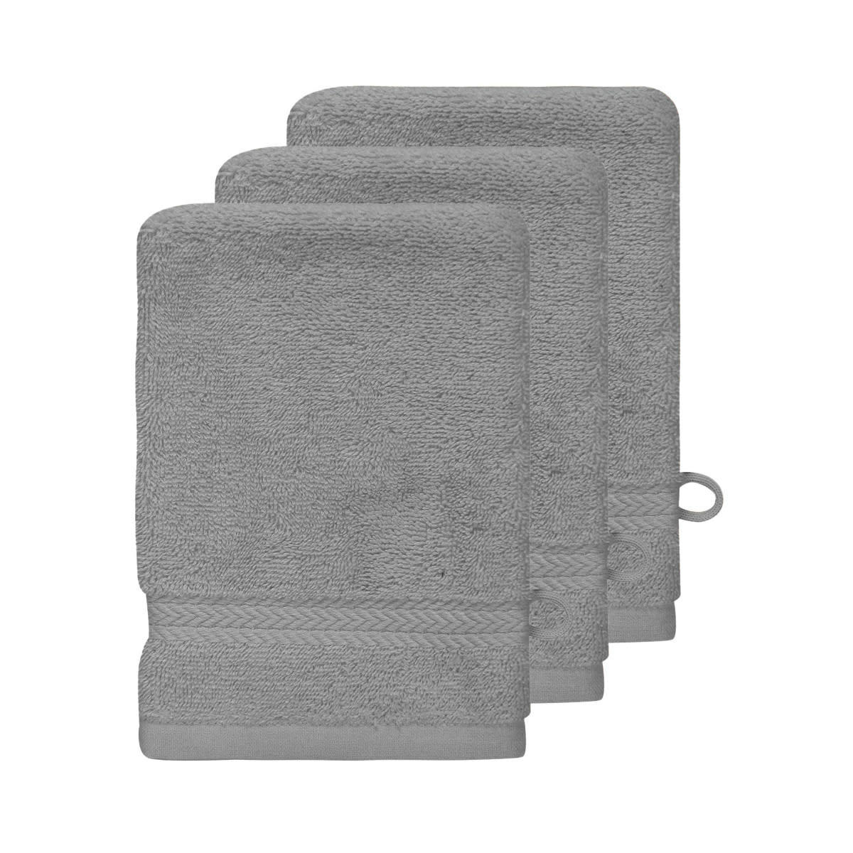 LUXURY - Lot de 3 gants de toilette 550gr/m²  galet 16x22 cm
