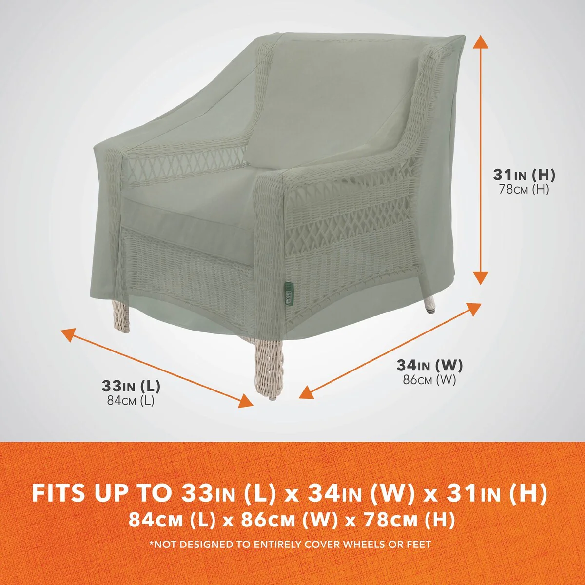 Modern Leisure Basics Patio Chair Cover, 33L X 34W X 31H, 2-Pack, Sage - 33L x 34W x 31H