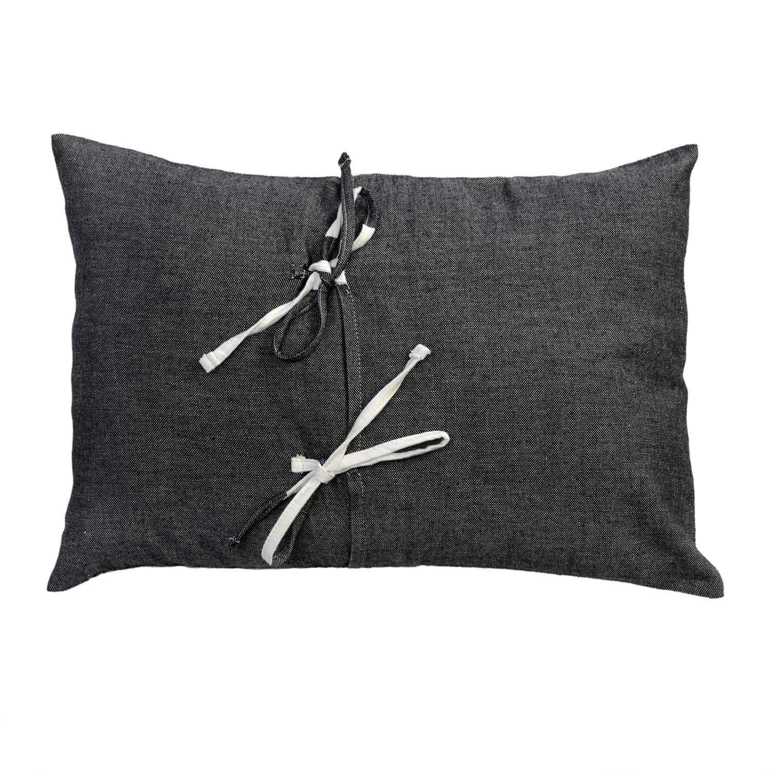 CASABLANCA - Housse de coussin coton tricolore noir blanc et écru 35 x 50