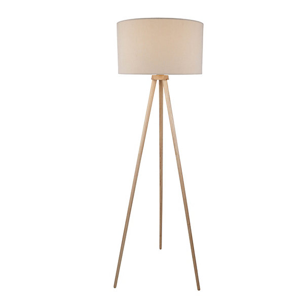 Lampadaire ARDITA style scandinave 152 cm bois et textile beige D: 616 mm douille E27 interrupteur pression