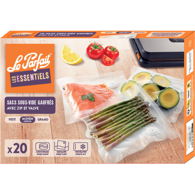 Sac zippé avec valve sous-vide 20 x 30 cm 20 pièces LE PARFAIT