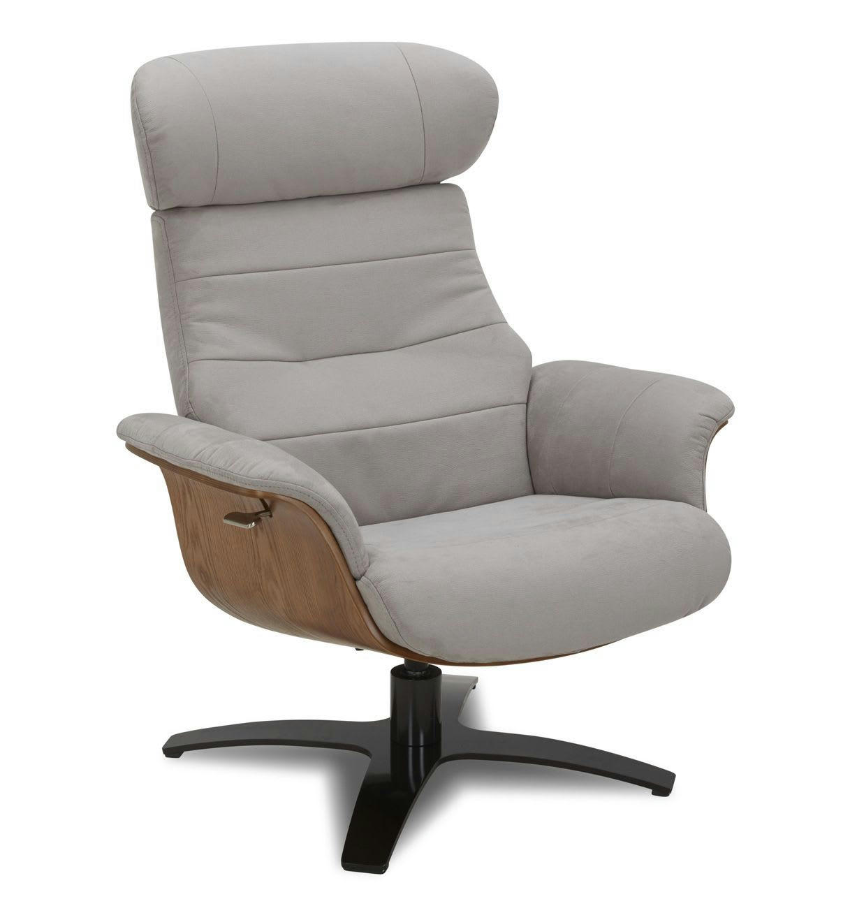 VÉGA - Fauteuil Microfibre et Chêne Naturel - Microfibre Gris