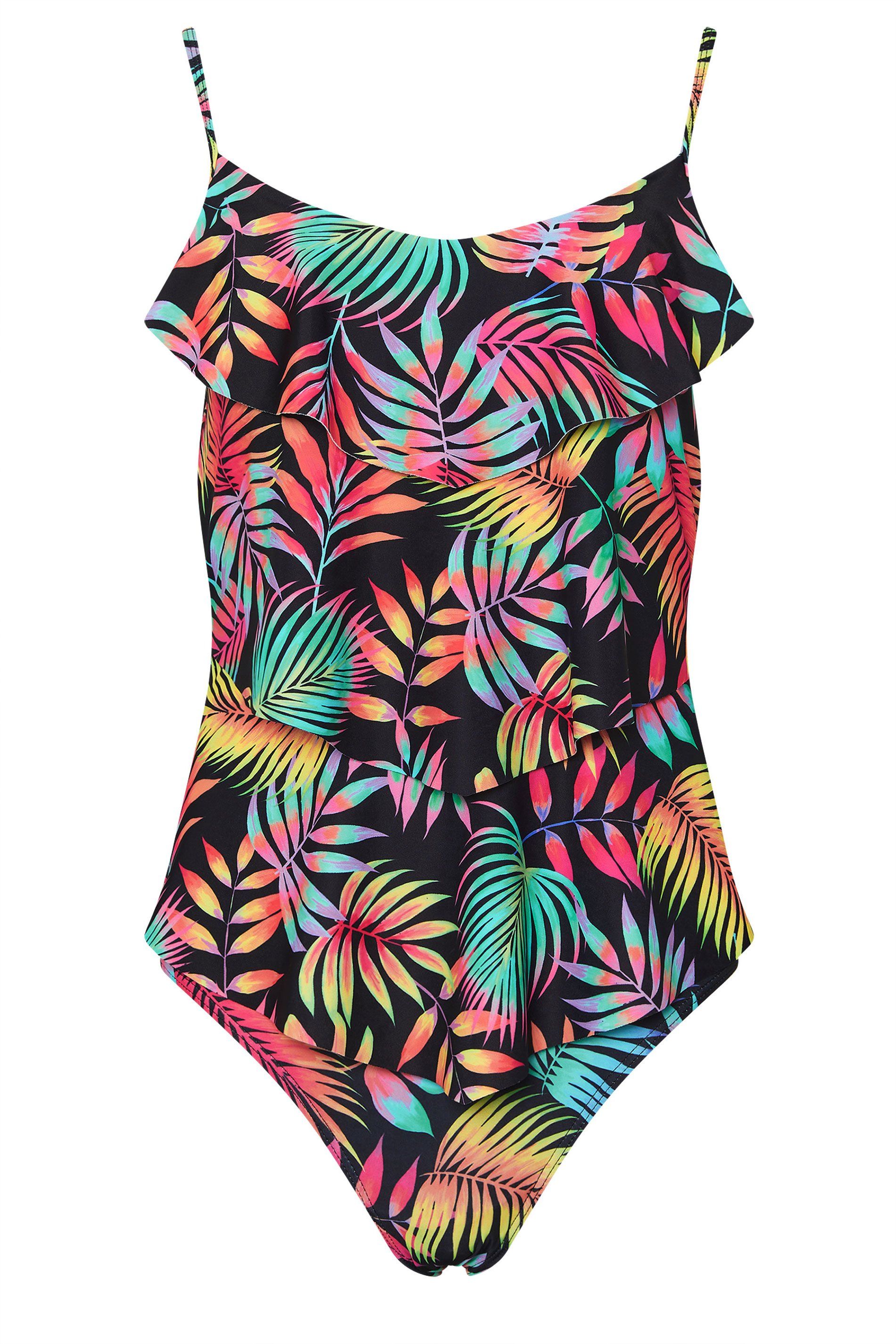 M&Co Tropical Print Triple Frill Swimsuit