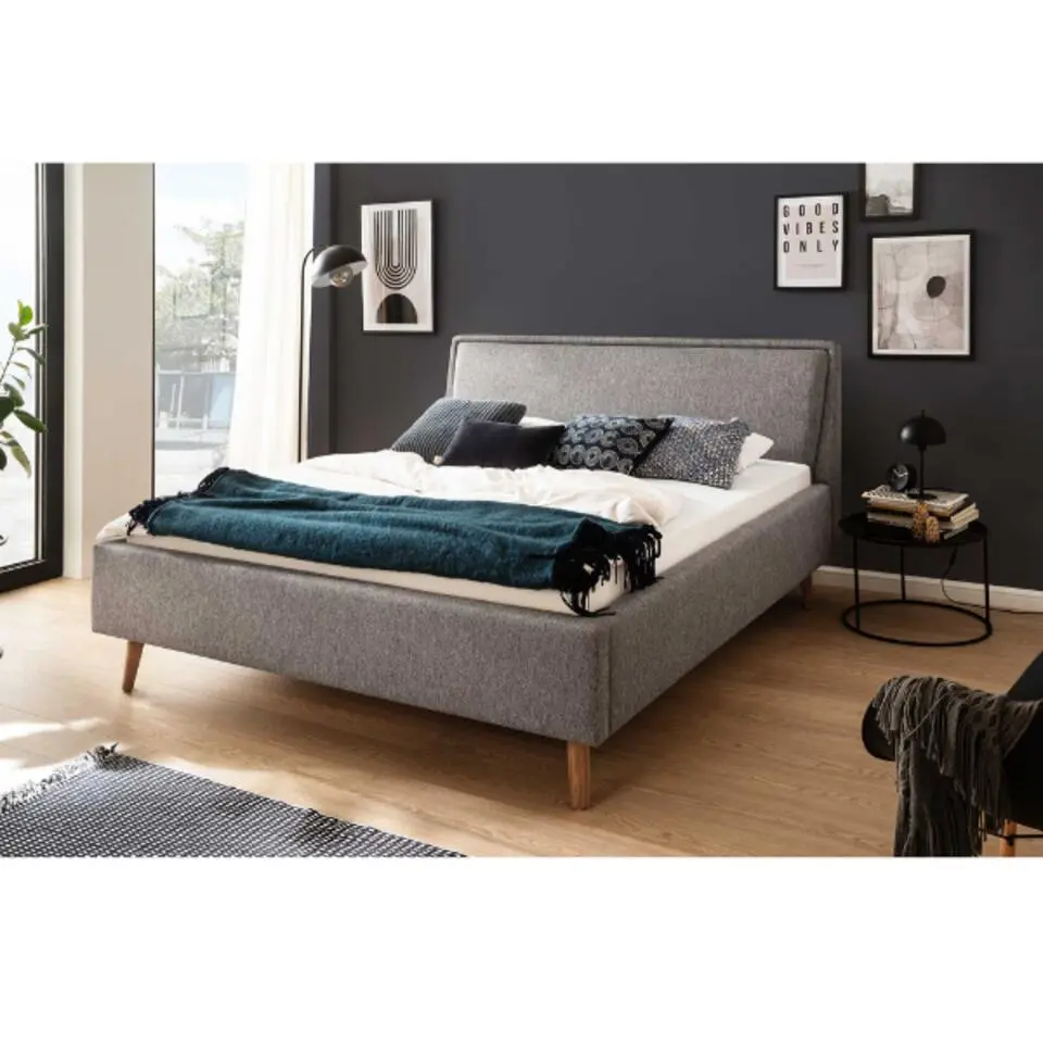 Tweepersoonsbed Estee 160x200cm - grijs/eik