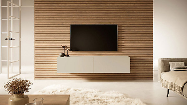 Meuble TV 2 portes 140 cm taupe Bisira
