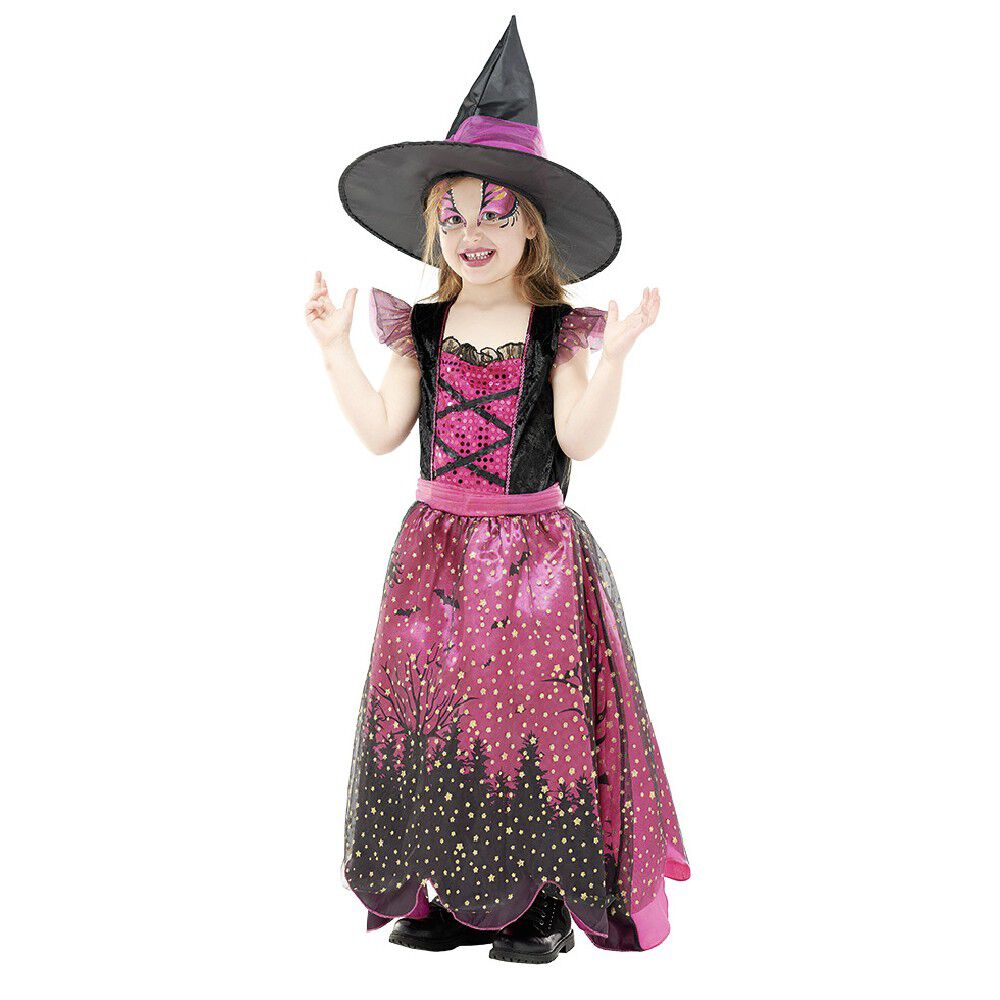 Déguisement enfant sorcière à paillettes Halloween 4 à 6 ans