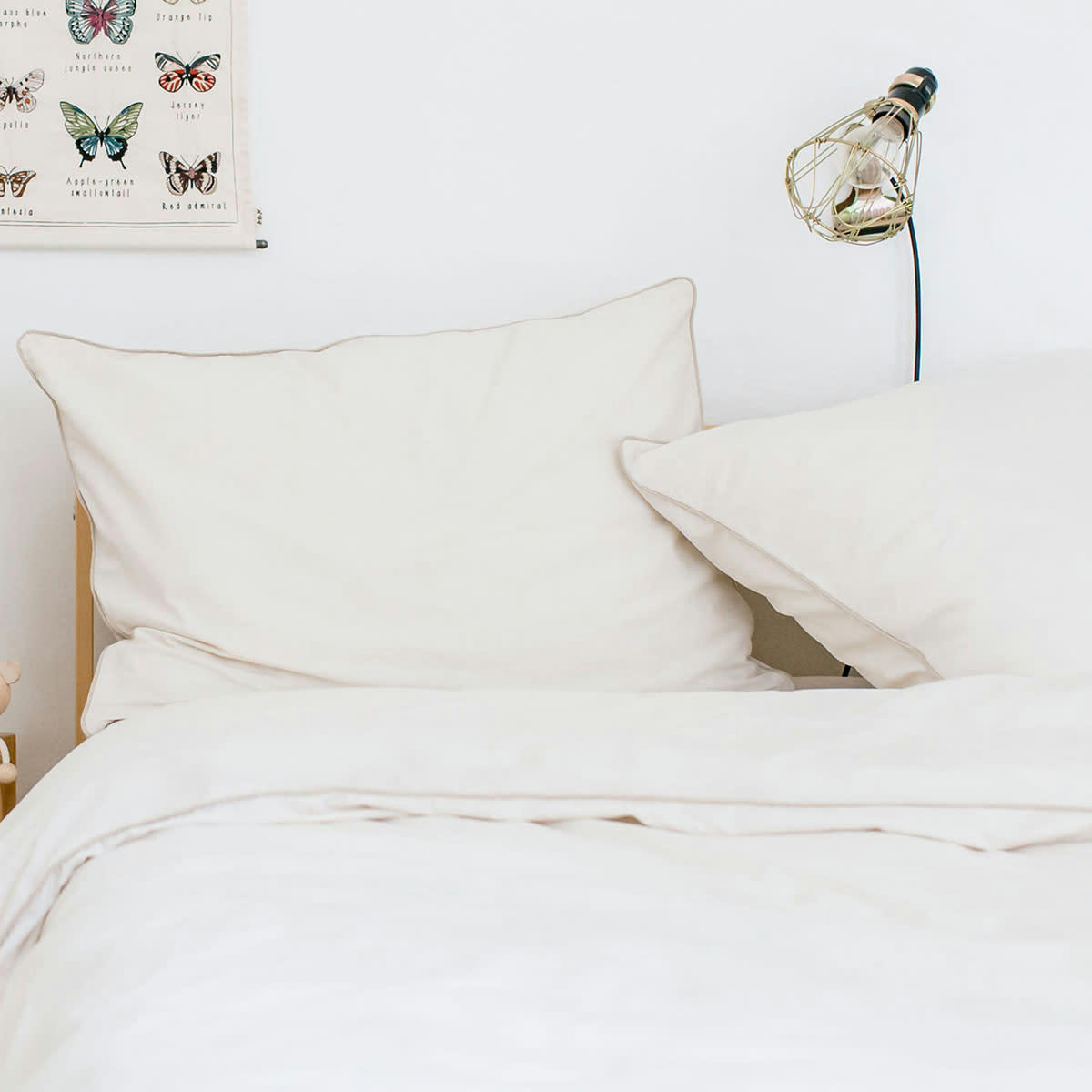 DUNE - Drap housse uni en coton beige 140x200