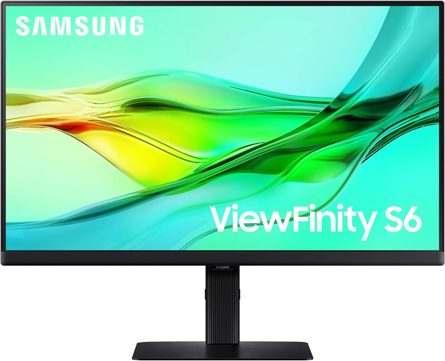 SAMSUNG 24 ViewFinity S6 (S60UD) Series QHD High Resolution Computer Monitor  100Hz  HDR10  USB-C  Built-In LAN Port  Daisy Chain Support  Easy Setup  Height Adjustable Stand  LS24D606UANXZA  2024
