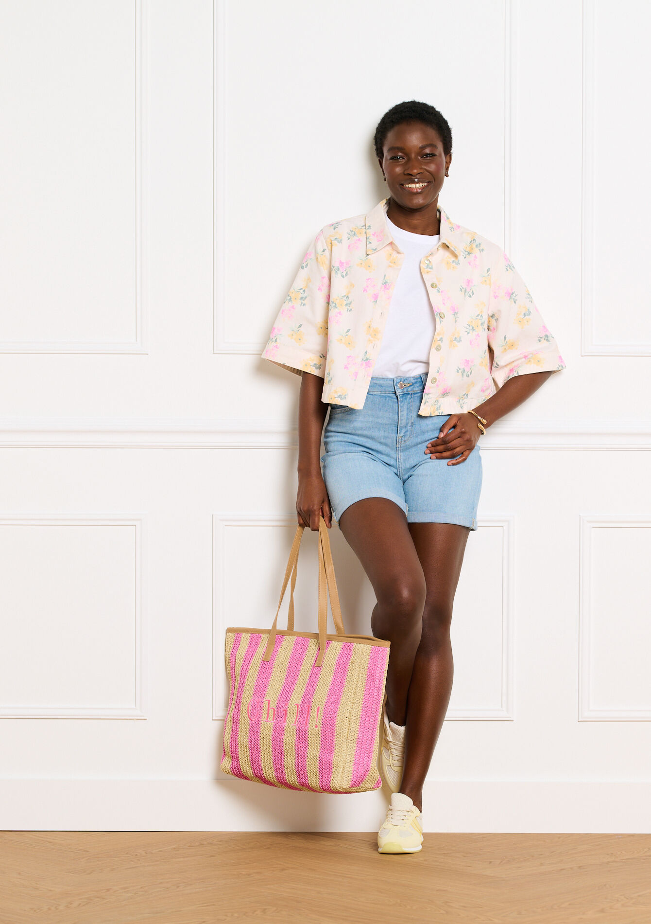 Denim short met hoge taille