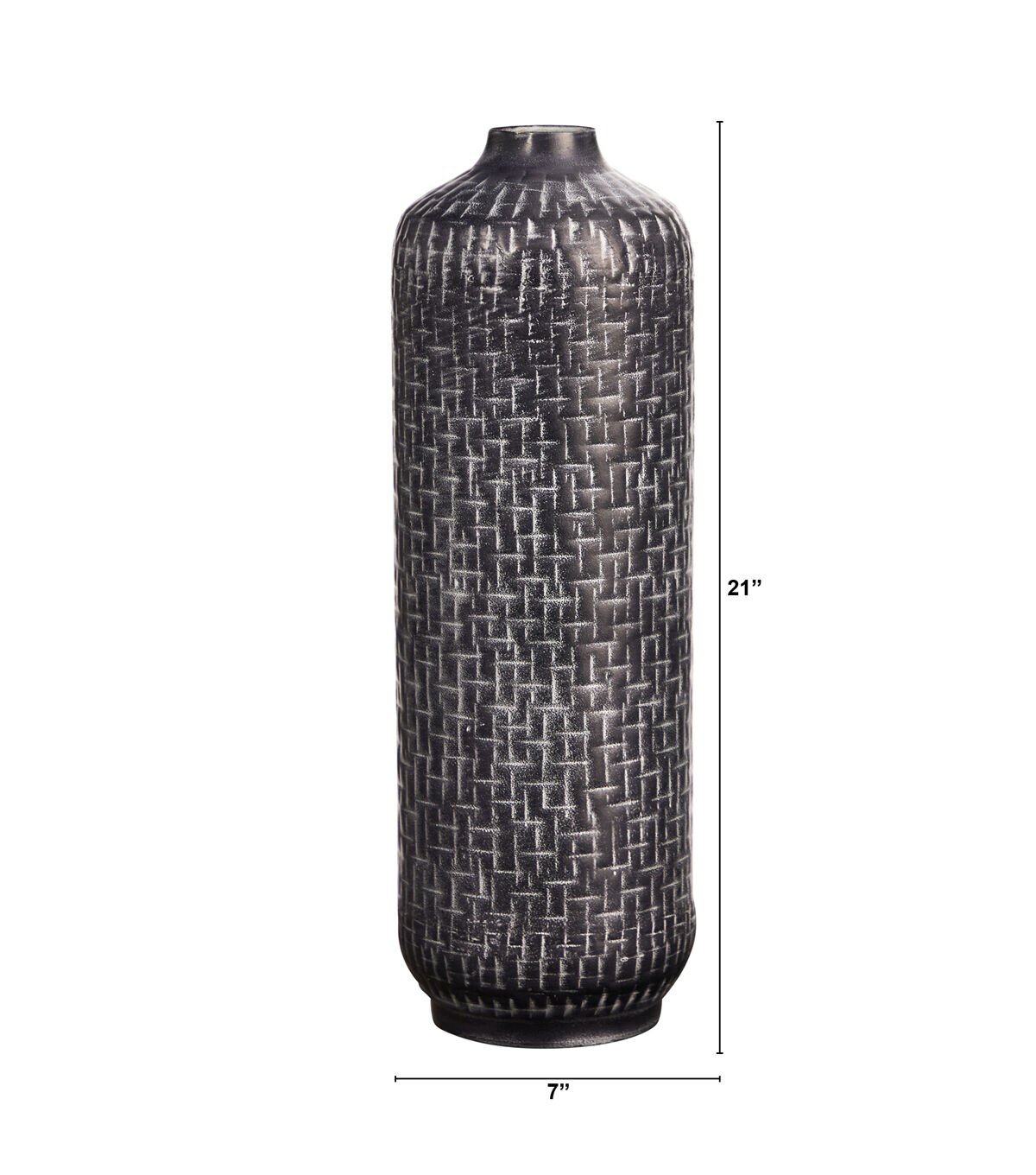 Nearly Natural 21 Gray Embossed Metal Cylinder Vase