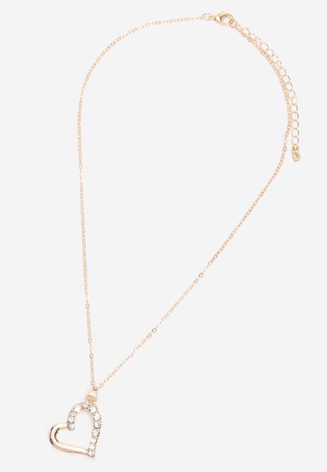 Womens Gold Diamante Heart Necklace