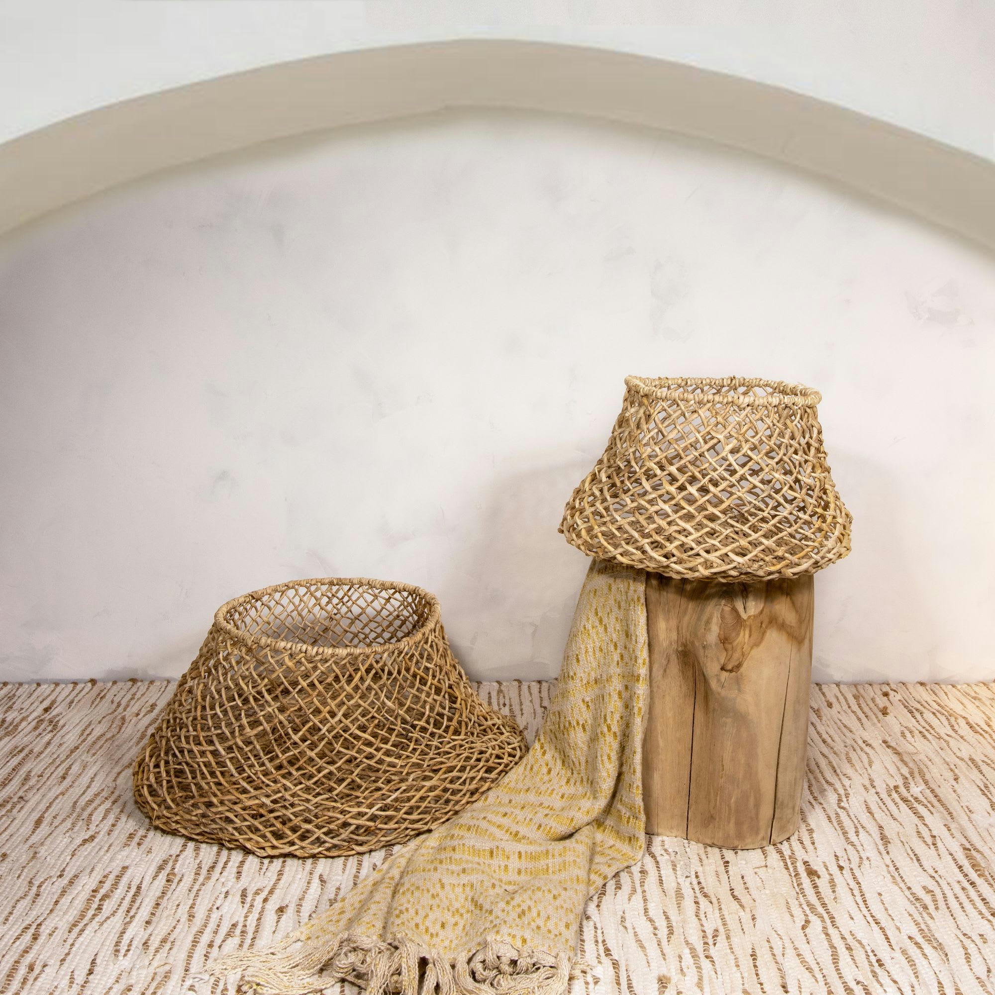 ABACA - Lot de 2 paniers/cache-pots en fibre d'abaca