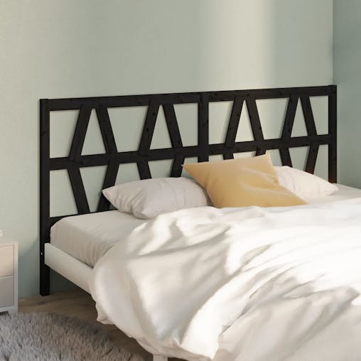 NNEVL Bed Headboard Black 186x4x100 cm Solid Wood Pine