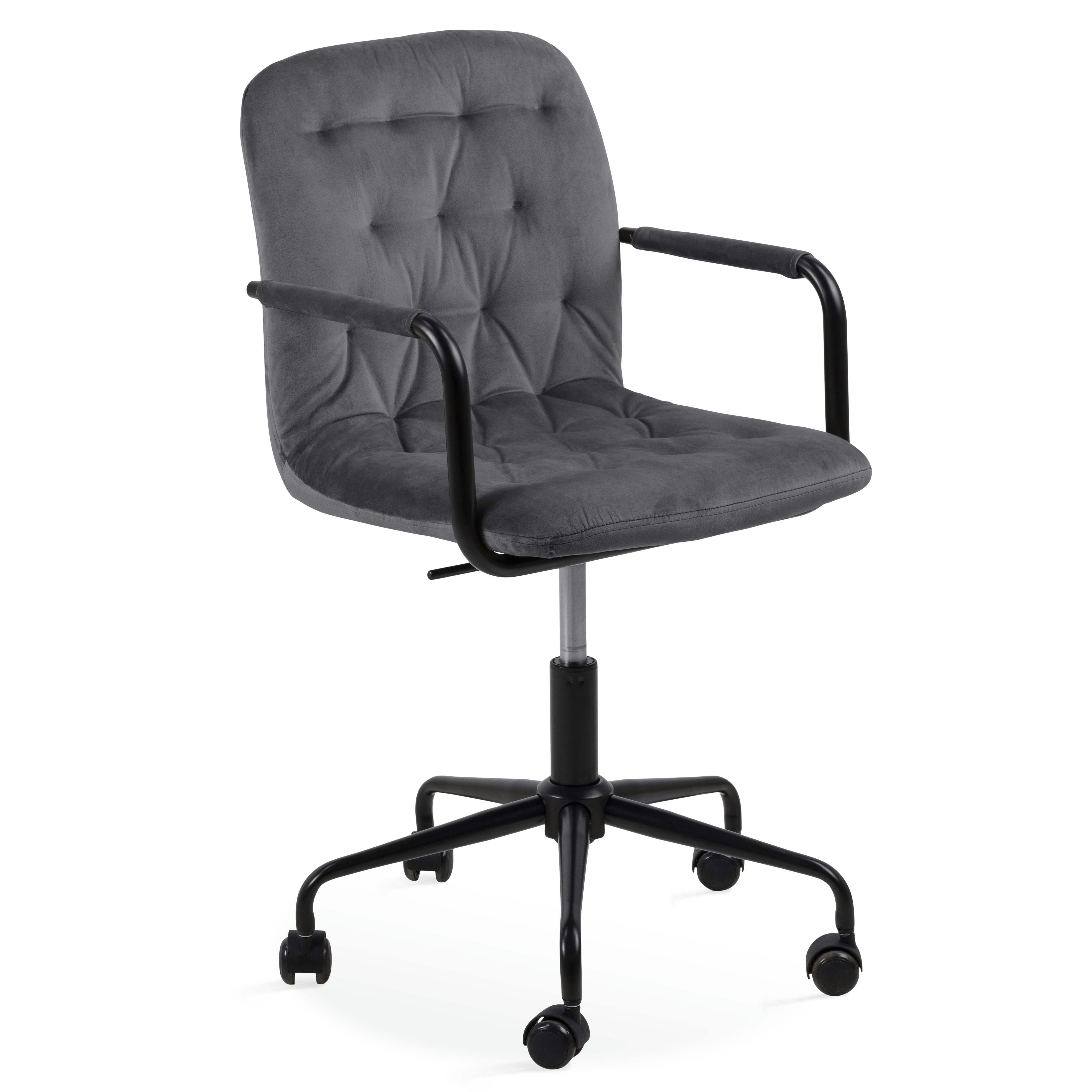 MATT - Fauteuil de bureau à roulettes en velours gris